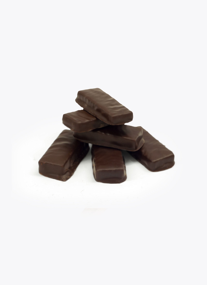 Rosmaringelee in Edelbitterschokolade (70 %) getunkt 