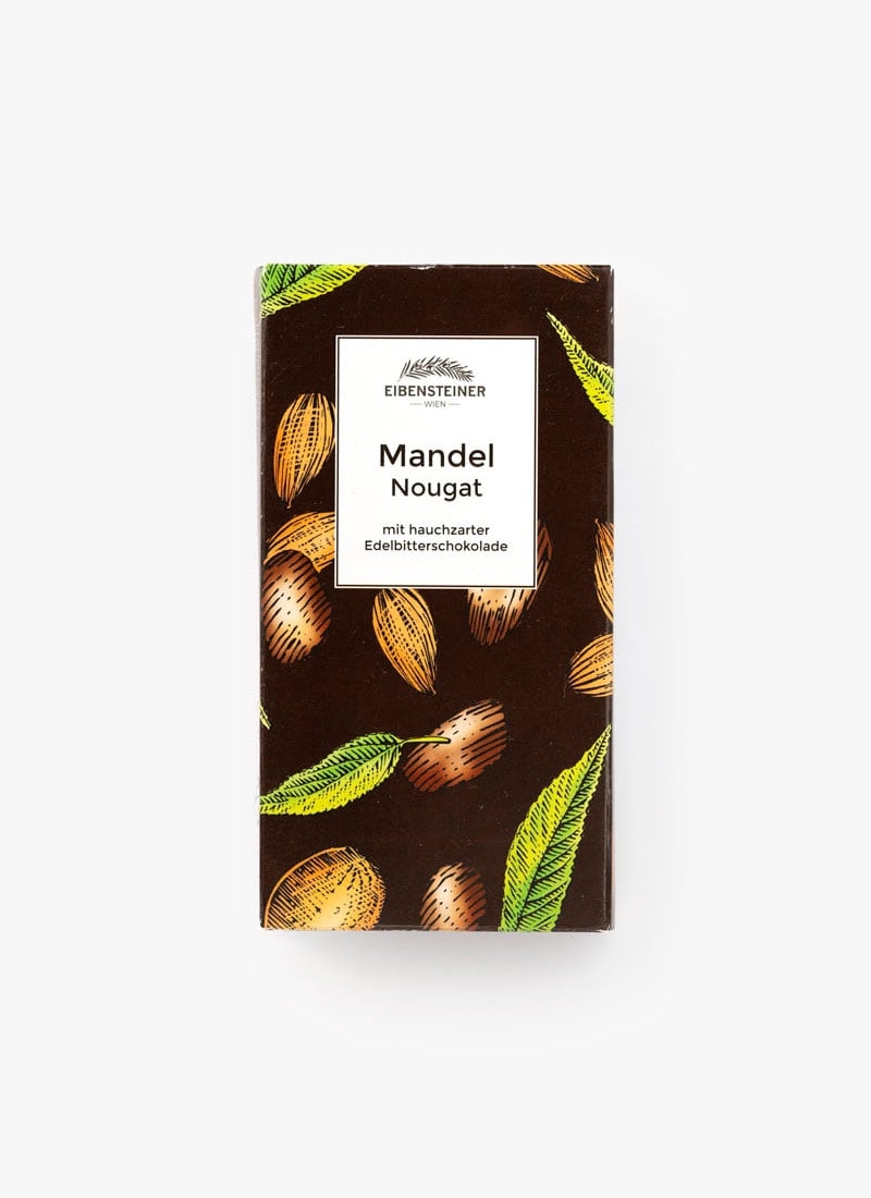 Gefüllte Schokoladetafel mit Mandelnougat Füllung in Edelbitterschokolade